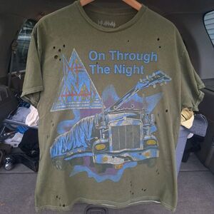 Def Leppard On Through The Night Shirt Large Unisex Grunge Band Tee Distressed